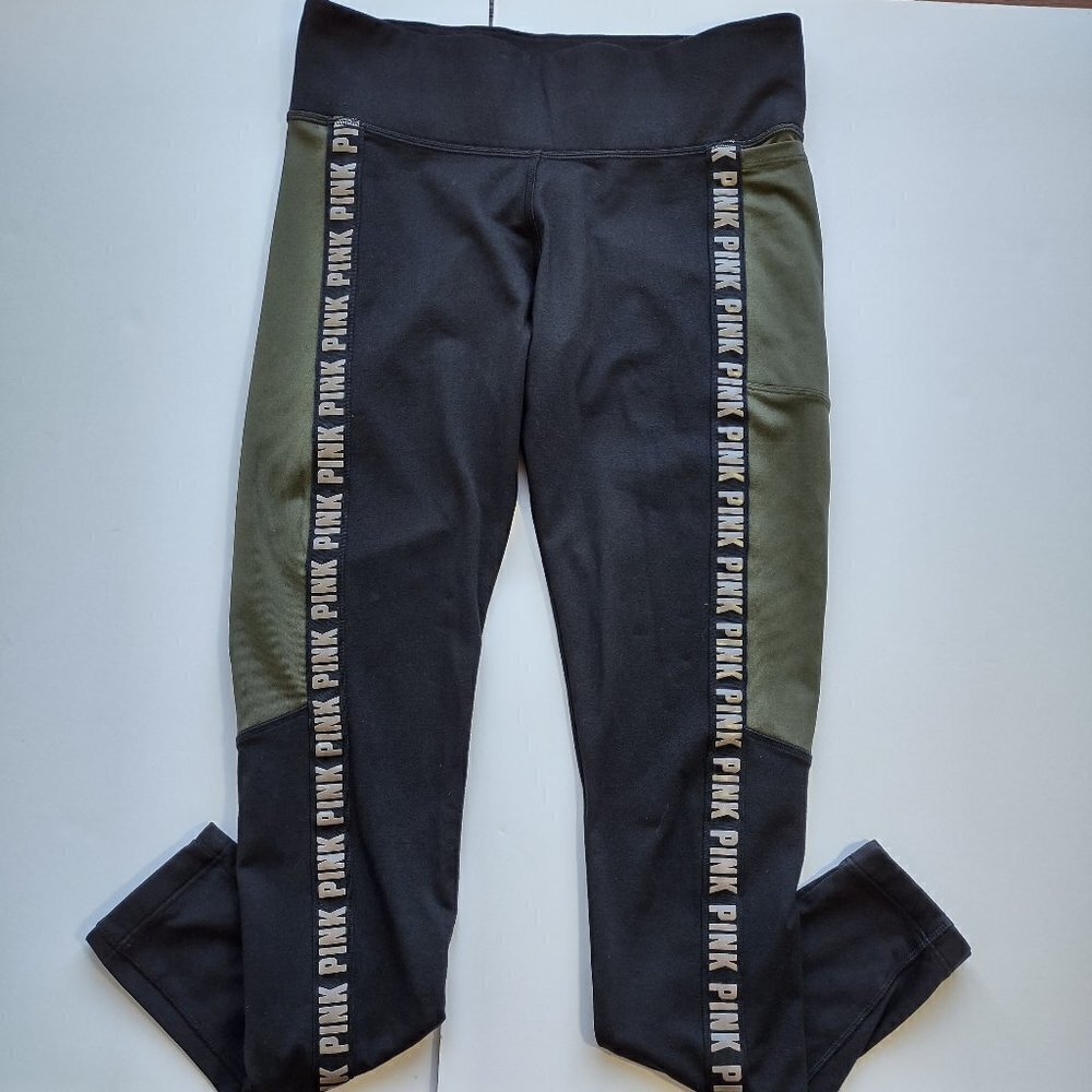 PINK Victoria's Secret Cozy Fleece Lined Leggings Logo Ribbon Activewear Small - Picture 4 of 7